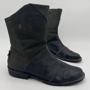 Sergio Tomani Black Leather Side Zip Boots Size 39